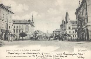 Kolozsvár Franz Joseph street, iron bridge, the shop of Károly Prezensky