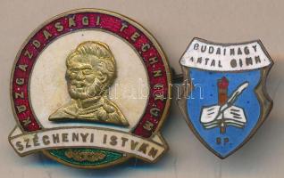 "Budai Nagy Antal Gimnázium BP." + "Széchenyi István Közgazdasági Technikum" zománcozott iskolajelvények T:1-,2