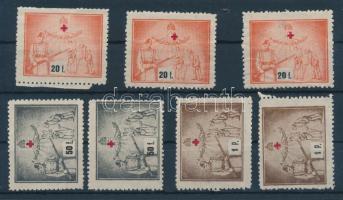 1942 7 db Segélybélyeg: A harcolók családjáért /Zenta/ közte eltolódott felül nyomásúak