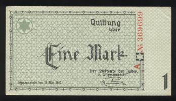 Német 3. Birodalom / Litzmannstadt 1940. 1M Gettópénz T:I-,II German Third Reich / Litzmannstadt Ghetto 1940. 1 Ghetto Mark C:AU,XF