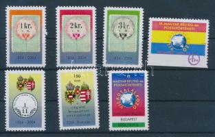 2004 7 db klf Emlékbélyeg: III. Postatörténeti Világtalálkozó, a tervező szignójával (egyiken kis szakadás)