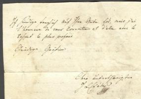 1815 gróf Csáky Tivadar saját kézzel írt levele gróf Benyovszkynénak