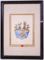 Olvashatatlan jelzéssel: Címer terv. Vegyes technika, papír, üvegezett keretben 30×23 cm