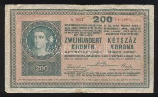 1918. 200K hullámos hátlap, "M. KIR. 12. HONVÉD GYALOG...." felülbélyegzéssel T:III