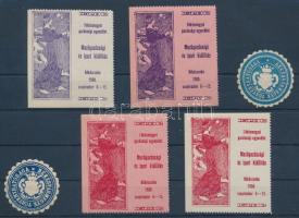 1908 4 db klf Békéscsabai MG. Kiállítás levélzáró + 2 db klf békésvármegyei pecsétbélyeg