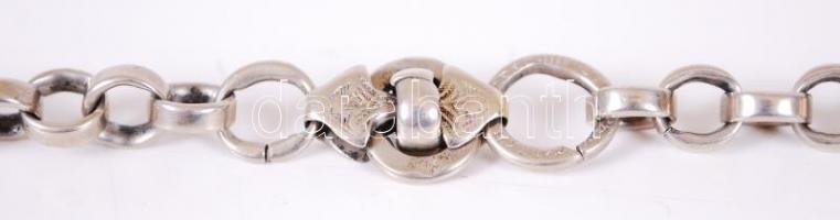 cca 1900 Ezüst (Ag) lovacska óralánccal / 
Silver horse figure and a pocket watch chain, 3x2/27cm, 8...