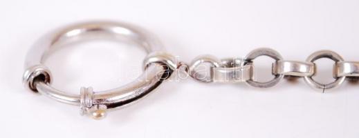 cca 1900 Ezüst (Ag) lovacska óralánccal / 
Silver horse figure and a pocket watch chain, 3x2/27cm, 8...