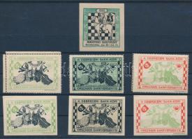 1913, 1927 7 db klf Sakkverseny levélzáró (6 db hátulján Rampacher RA szigója)