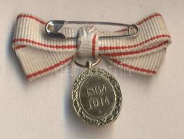 1914. "Vörös Kereszt Bronz Díszérme" aranyozott miniatűr medál mellszalaggal T:1-