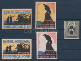 1918 4 db klf Adománybélyeg: Hadigondozó alap + 1922 Emlékbélyeg: IV. Károly halála (fogazott)