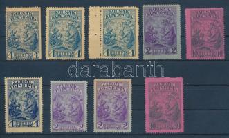 1915 9 db klf Adománybélyeg: Katonák karácsonyára, magyar, horvát