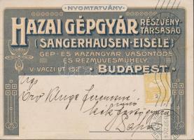 Hazai Gépgyár, Vas- és fémöntöde / Hungarian iron works advertisement (wet damage)