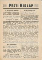 Pesti Hírlap, Olympic Games, hungarian newspaper advertisement, irredenta on backside (EK)