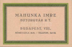 Mahunka Imre bútorgyár/ furniture factory, advertisement (non pc)