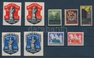 1914-1915 9 db Segély- és hadikölcsönbélyeg