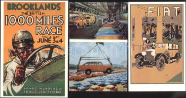 50 db modern, autós motívumlap, közte sok reprint is, legtöbbjük használatlan