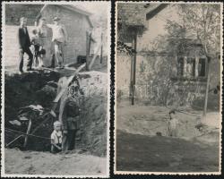 Budapest XVII. Rákoscsaba - 5 db képeslap, az orosz légitámadás bombabecsapódásának helye, a képesla...