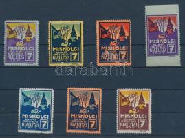 1934 7 db klf Miskolci Első Bélyegkiállítás levélzáró