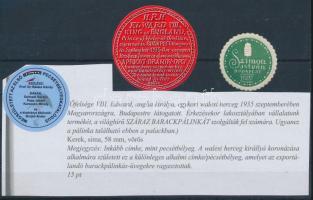 1935 VIII. Edward címke  + magyar szöveg