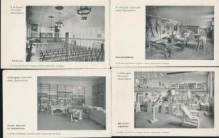 Budapest VIII. - 16 db régi képeslap a tisztviselőtelepi gimnázium részeiről, egy kivételével mind megíratlan