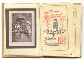 1885 "Fromme Tárczanaptár", félvászon kötésben, kötéstábláin plakettel, az első táblán mag...