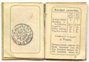 1885 "Fromme Tárczanaptár", félvászon kötésben, kötéstábláin plakettel, az első táblán mag...