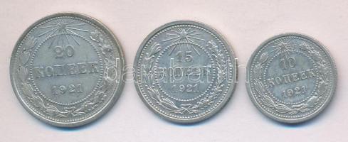 Oroszország/Szocialista Szövetségi Szovjet Köztársaság 1921. 10k Ag + 15k Ag + 20k Ag T:2,2- Russia/Russian Soviet Federated Socialist republic 1921. 10 kopeks Ag + 15 kopeks Ag + 20 kopeks Ag C:XF,VF