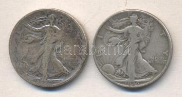 Amerikai Egyesült Államok 1920. 1/2$ Ag + 1936. 1/2$ Ag T:3 Amerikai Egyesült Államok 1920. 1/2 Dollar Ag + 1936. 1/2$ Ag C:F