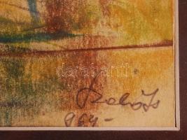 Szabó 964 jelzéssel: Szentendrei házak. Pasztell, papír, üvegezett keretben 40×47 cm