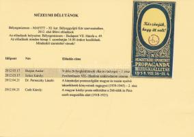 2012 Bélyegmúzeumi előadás ajándékmatrica