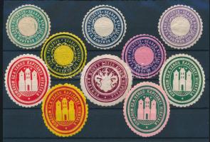 10 db klf Szab. Kir. Rév Komárom Város pecsétbélyeg