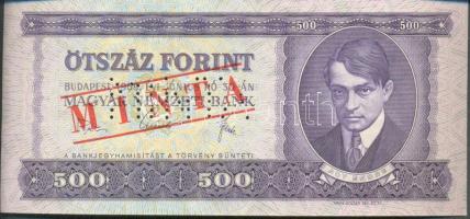 1969. 500Ft "MINTA" perforációval és felülnyomással "E 000" sorozatszámmal T:I
