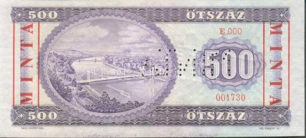 1969. 500Ft "MINTA" perforációval és felülnyomással "E 000" sorozatszámmal T:I