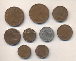 Nagy Britannia 1964-1971. 1/2P, 1/2NP (2x), 1P (2x), 2p + Ausztrália 1966-1968. 1c, 2c, 5c T:vegyes Great Britain 1964-1971. Half Penny, 1/2 New Penny (2x), New Penny (2x), 2 New Pence + Australia 1966-1968. 1 Cent, 2 Cents, 5 Cents C:Mixed