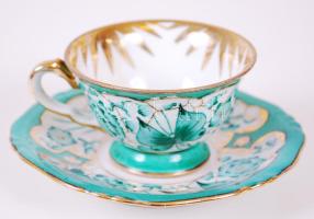 Bavaria csésze és csészealj, kézzel festett, jelzett, hibátlan, kopott