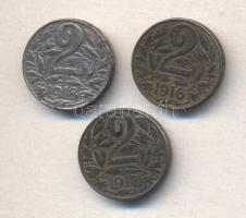 Ausztria 1916-1918. 2h Fe (3xklf) T:vegyes
Austria 1916-1918. 2 Heller (3xdiff) C:mixed