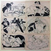 12  képből álló erotikus karikatúra sorozat / erotic caricatures