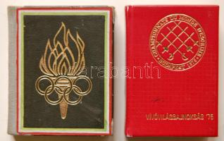 Minikönyv: 2db sport témájú könyv: Vívóvilágbajnokság '75; Olimpiai győzteseink. Kopottas állapotban