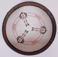 Cca 1910 porcelán-fém kínáló, d:18 cm, m:5 cm