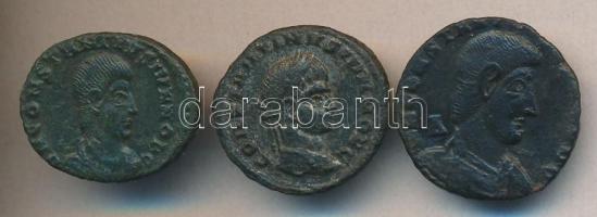 Római Birodalom / II. Constantius 324-361. + Constantius Gallus 351-354. 3db klf follis és bronzpénz T:vegyes Roman Empire / II. Constantius 324-361. + Constantius Gallus 351-354. 3 pieces of various follis C:mixed