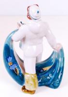 Halász, kézzel festett, jelzett, hibátlan, m:22 cm, h:15 cm