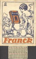1929 Franck kávé fém kártyanaptár és reklámnyomtatvány