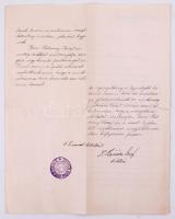 1910 A Magyar Izraelita Irodalmi Társulat ülésének jegyzőkönyve, melyen Hatvany József pénzt adomány...