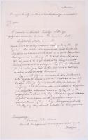 1912 Zichy János gróf vallás és közoktatásügyi miniszter levelének másolata a székéről lemondó Vaszary Kolos hercegprímásnak. A levélben biztosítja Vaszaryt, hogy a király döntéséből kifolyólag ellátása az egyházi javakból biztosított lesz és megköszöni munkáját valamint az ezredéves ünnepségeken elmondott beszédét. Két kézzel beírt és aláírt oldal