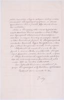 1912 Zichy János gróf vallás és közoktatásügyi miniszter levelének másolata a székéről lemondó Vasza...