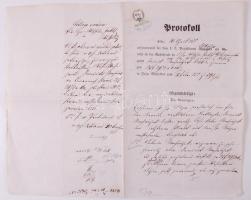 1858 Jegyzőkönyv 6kr CM okmánybélyeggel / Protocol with document stamp