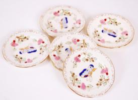 6 db kézzel festett kis Zsolnay tányérka / Zsolnay handpainted plates d: 8,5 cm