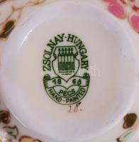 6 db kézzel festett Zsolnay kávéscsésze aljjal / Zsolnay handpainted coffe cups