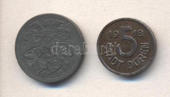 Német Államok / Breslau 1921. Fővárosi Gázművek zseton + Düren 1918. 5pf szükségpénz T:2- German States / Breslau 1921. Gasworks jeton + Düren 1918. 5 Pfennig emergency coin C:VF