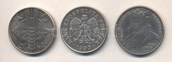 Lengyelország 1971. 10Zl "FAO" + 1989. 500Zl "II. Ulászló" + 1990. 100Zl T:2,2- Poland 1971. 10 Zloty "FAO" + 1989. 500 Zloty "Vladislaus II" + 1990. 100 Zloty C:XF,VF